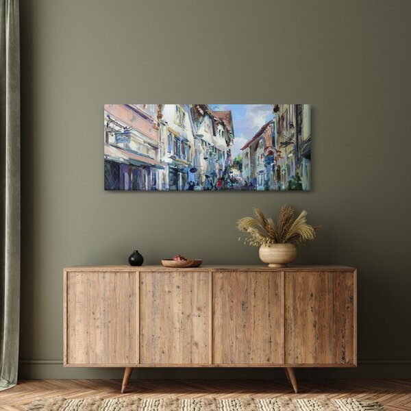 Slika - Aleja starega mesta, akrilna slika (120x50 cm)