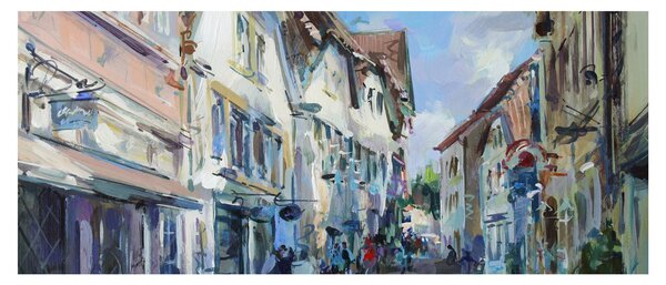 Slika - Aleja starega mesta, akrilna slika (120x50 cm)