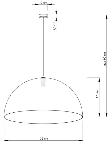 Luster na sajli SFERA 1xE27/60W/230V pr. 35 cm crna/bakrena