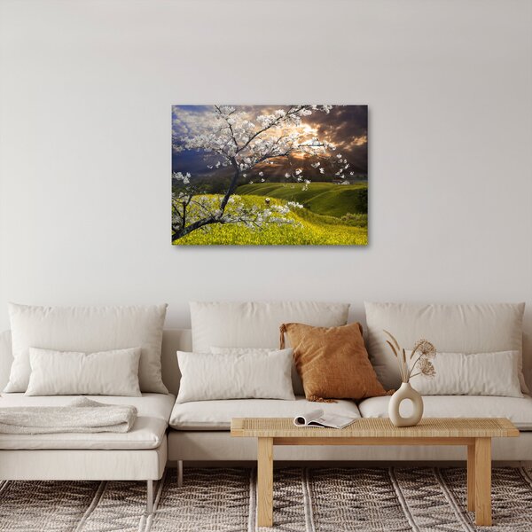 Slika - Cvetoče drevo v pokrajini (70x50 cm)