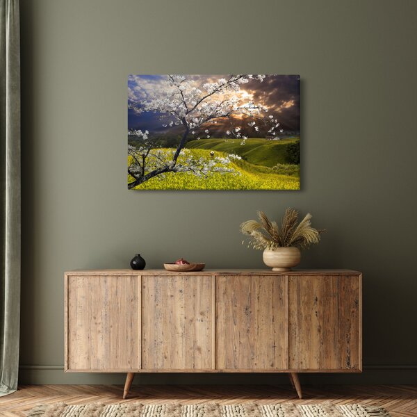 Slika - Cvetoče drevo v pokrajini (90x60 cm)