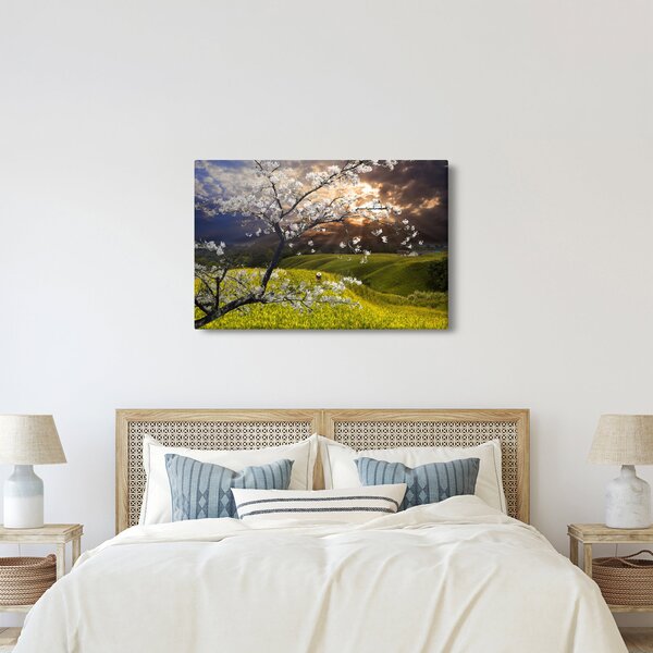 Slika - Cvetoče drevo v pokrajini (90x60 cm)