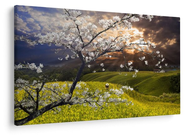 Slika - Cvetoče drevo v pokrajini (90x60 cm)