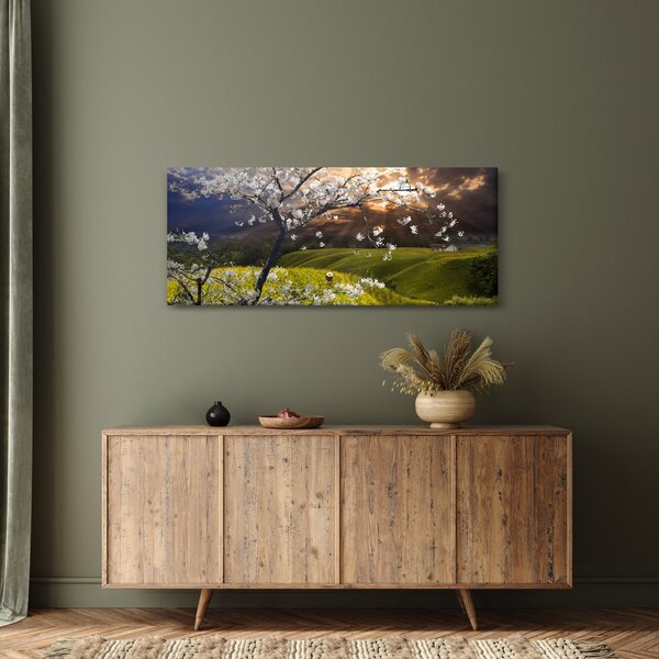 Slika - Cvetoče drevo v pokrajini (120x50 cm)