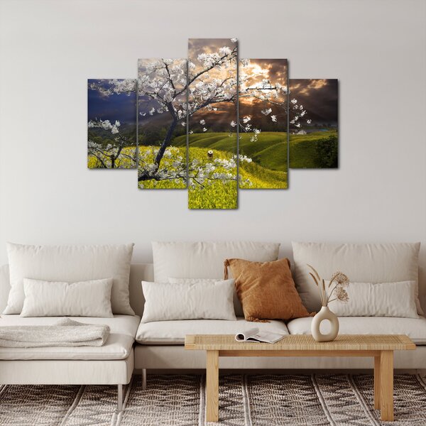 Slika - Cvetoče drevo v pokrajini (150x105 cm)