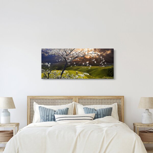 Slika - Cvetoče drevo v pokrajini (120x50 cm)