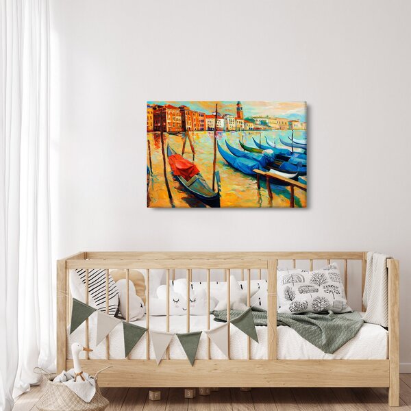 Slika - Pristanišče v Benetkah (90x60 cm)
