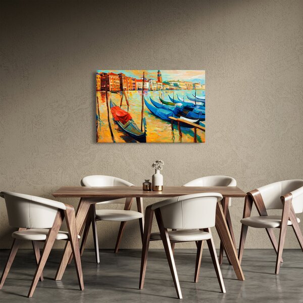 Slika - Pristanišče v Benetkah (90x60 cm)