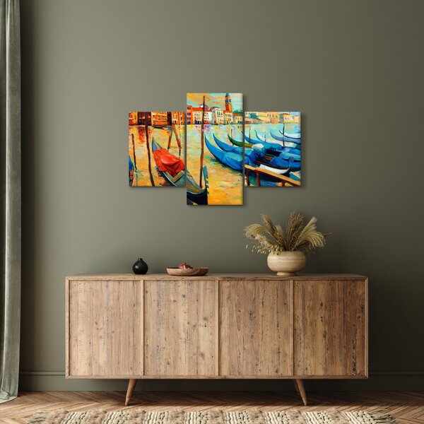 Slika - Pristanišče v Benetkah (90x60 cm)