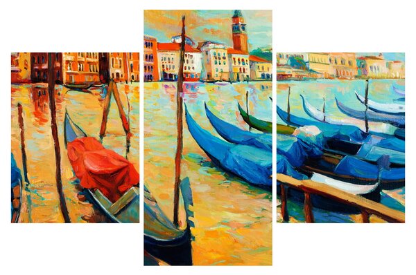 Slika - Pristanišče v Benetkah (90x60 cm)