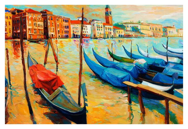 Slika - Pristanišče v Benetkah (90x60 cm)