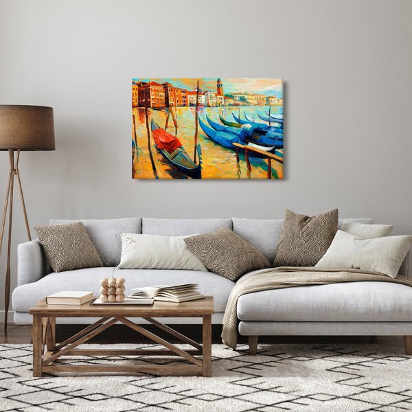 Slika - Pristanišče v Benetkah (90x60 cm)
