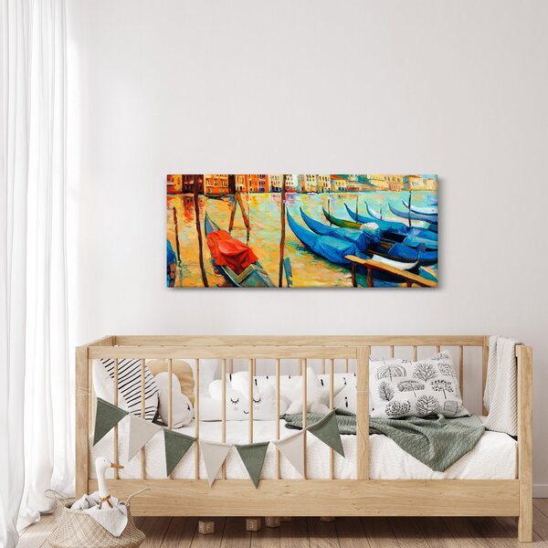 Slika - Pristanišče v Benetkah (120x50 cm)
