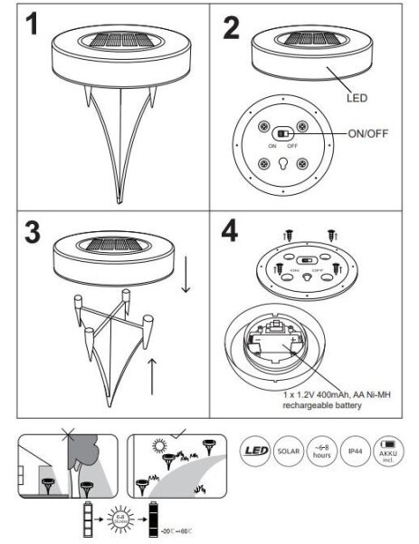 Globo 36414-2 - SET 2x LED Solarna svjetiljka SOLAR LED/0,8W/3V 3200K IP44