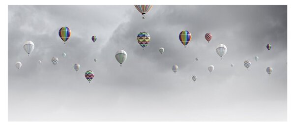 Slika - Baloni nad opečno steno (120x50 cm)