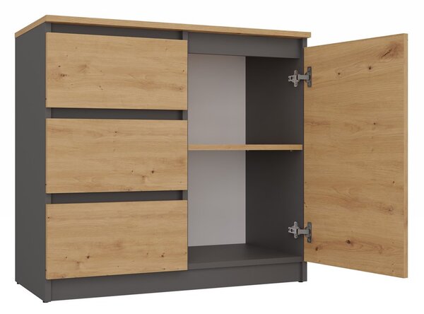 Riano MIX 1D3S + 2D3S komoda, 75x200x40 cm, antracit-hrast