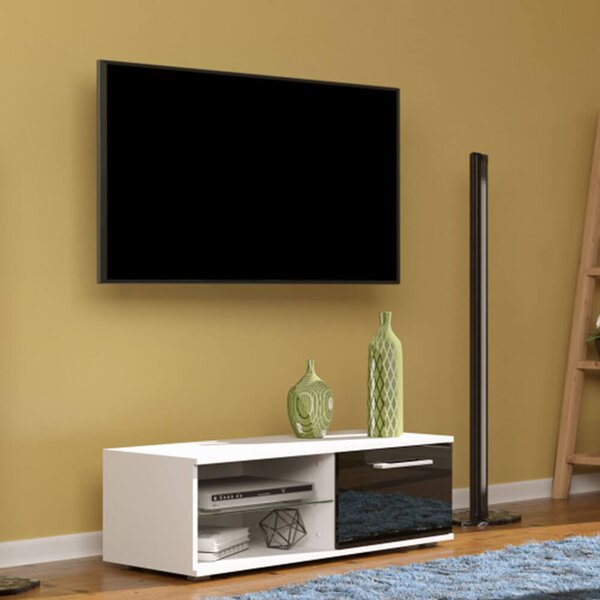Drohmo Sandy MIX TV stalak, bijeli, 100x36x40 cm, sjajni crni