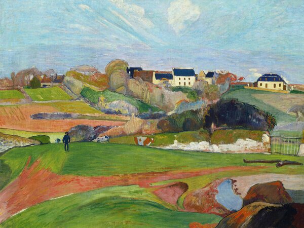 Reprodukcija umjetnosti Landscape at Le Pouldu (Vintage French Countryside) - Paul Gauguin, (40 x 30 cm)