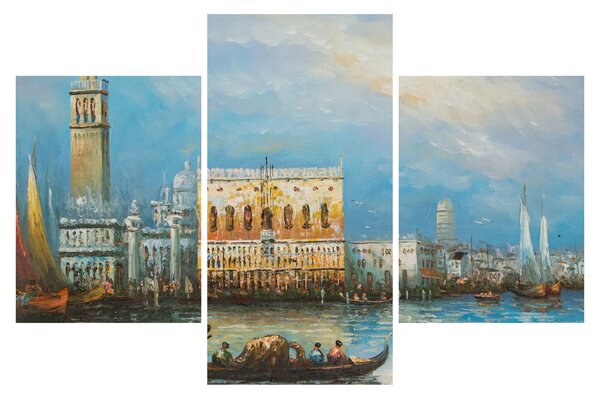 Slika - Gondola skozi Benetke, oljna slika (90x60 cm)