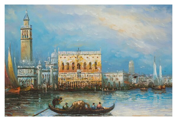 Slika - Gondola skozi Benetke, oljna slika (90x60 cm)