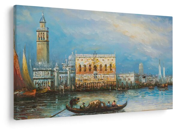 Slika - Gondola skozi Benetke, oljna slika (90x60 cm)