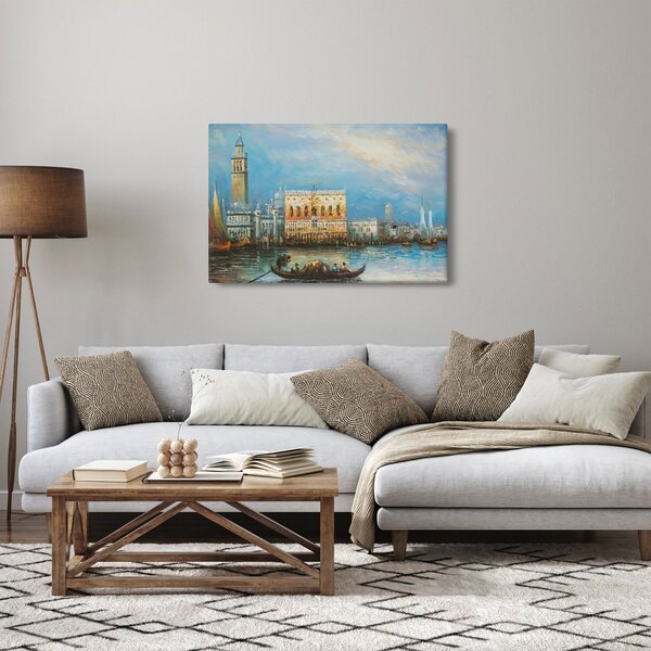 Slika - Gondola skozi Benetke, oljna slika (90x60 cm)