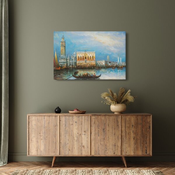 Slika - Gondola skozi Benetke, oljna slika (90x60 cm)