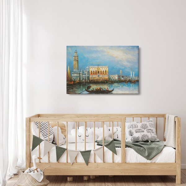 Slika - Gondola skozi Benetke, oljna slika (90x60 cm)