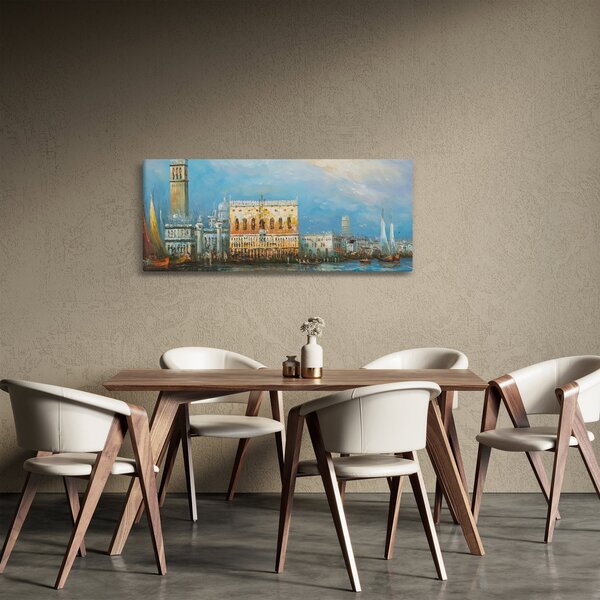 Slika - Gondola skozi Benetke, oljna slika (120x50 cm)