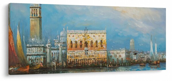 Slika - Gondola skozi Benetke, oljna slika (120x50 cm)