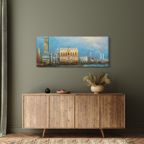 Slika - Gondola skozi Benetke, oljna slika (120x50 cm)