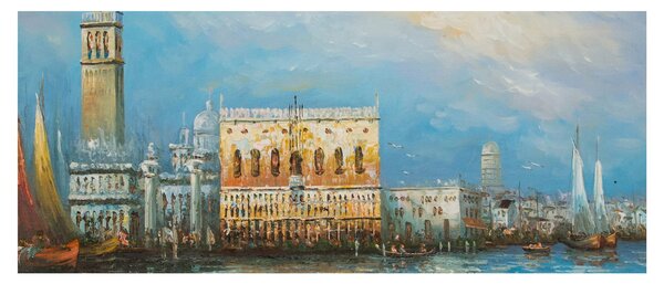 Slika - Gondola skozi Benetke, oljna slika (120x50 cm)