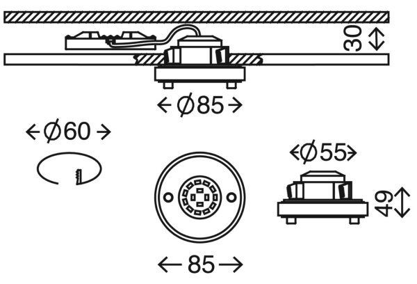 Briloner 7214-012 - LED Ugradbena svjetiljka za kupaonicu ATTACH LED/5W/230V IP44