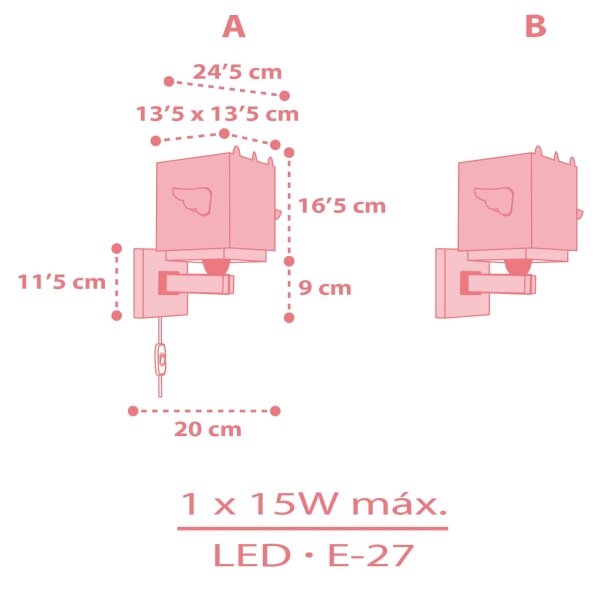 Dalber 64599 - Dječja zidna svjetiljka LITTLE UNICORN 1xE27/15W/230V