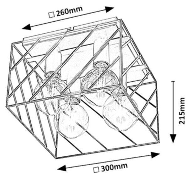 Rabalux 71027 - Stropna svjetiljka BOROO 4xE27/25W/230V