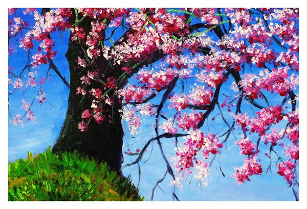 Podoba naslikanega češnjevega cveta (90x60 cm)