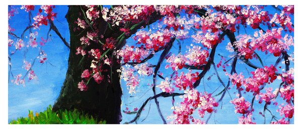 Podoba naslikanega češnjevega cveta (120x50 cm)