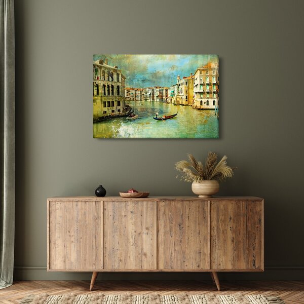Slika - Beneški kanal in gondole (90x60 cm)