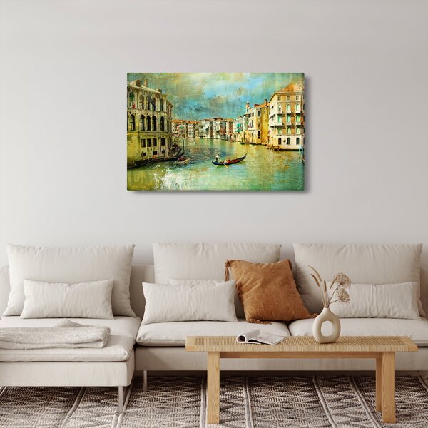Slika - Beneški kanal in gondole (90x60 cm)