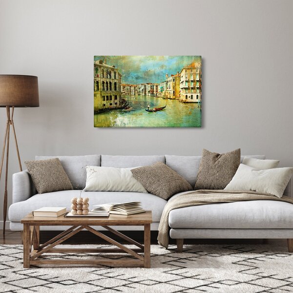 Slika - Beneški kanal in gondole (90x60 cm)