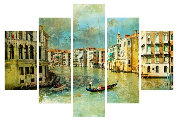 Slika - Beneški kanal in gondole (150x105 cm)