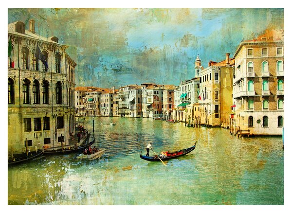 Slika - Beneški kanal in gondole (70x50 cm)
