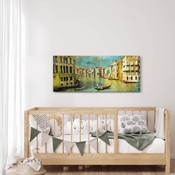 Slika - Beneški kanal in gondole (120x50 cm)