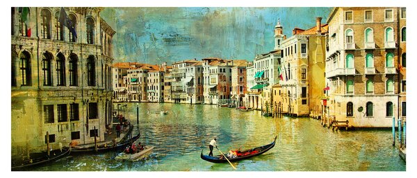 Slika - Beneški kanal in gondole (120x50 cm)