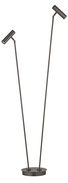HELL Tom Pro LED podna lampa, brončane boje, 137 cm, metal, 2 žarulje, CCT, prigušiva, Bronca / stari mesing, Dnevni boravak/blagovaonica, Metal