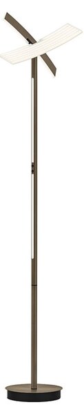 HELL Podna lampa Twice LED, brončano anodizirana, visina 185 cm, metal, CCT, prigušiva, Bronca / stari mesing, Dnevni boravak/blagovaonica, Metal