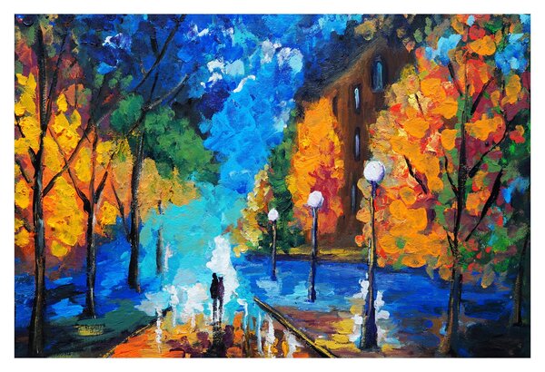 Slika - Zaljubljenca, Pointilizem (90x60 cm)