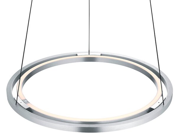 HELL LED viseća svjetiljka Ringo, Ø 60 cm, aluminijske boje, metal, CCT, prigušiva, Metalik, Dnevni boravak/blagovaonica, Metal