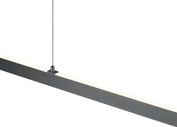 HELL Karo LED viseća lampa, antracit, duljina 130 cm, metal, CCT, prigušiva, Crno, Dnevni boravak/blagovaonica, Metal
