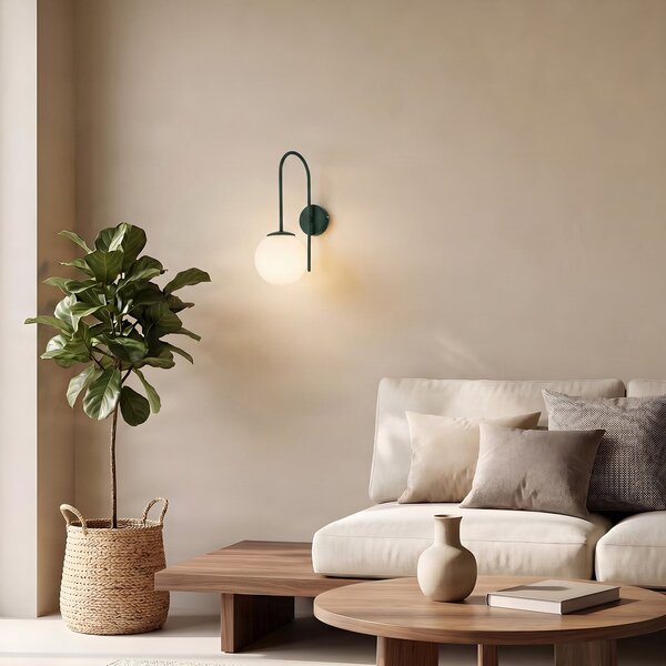 Luminex Zidna lampa Cambridge, tamnozelena, visina 34 cm, metal/staklo E14, prigušiva, Zelena, Dnevni boravak/blagovaonica, Metal, Metak